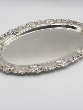 Antique Silverplate Oval Serving Tray, Lawrence B Smith Co, Boston